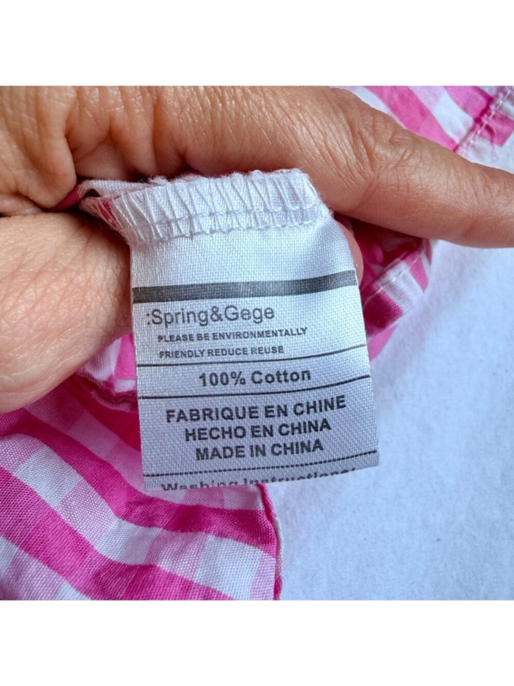 Spring&Gege Boys Pink Gingham Button-Up Shirt Long Sleeve 100% Cotton Size 5-6Y - Picture 5 of 7